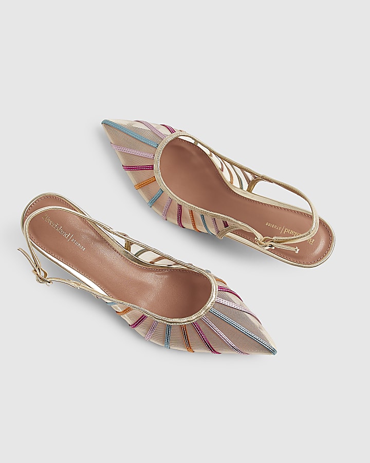 Multi Colour Panelled Mesh Court Heels
