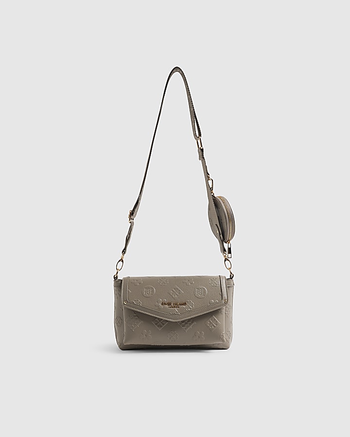 Grey Monogram Flap Front Compartment Bag