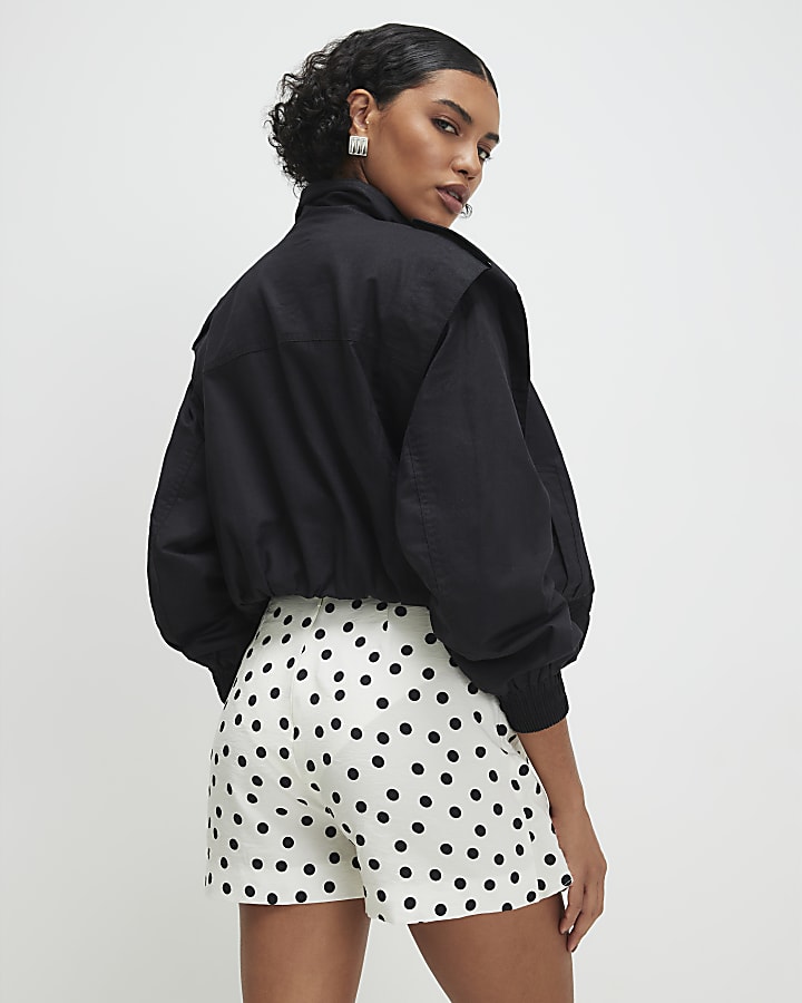 Cream Tie Front Polka Dot Skort