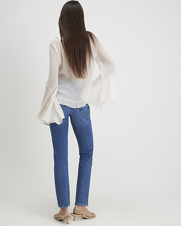 Blue High Waisted Slim Fit Jeans