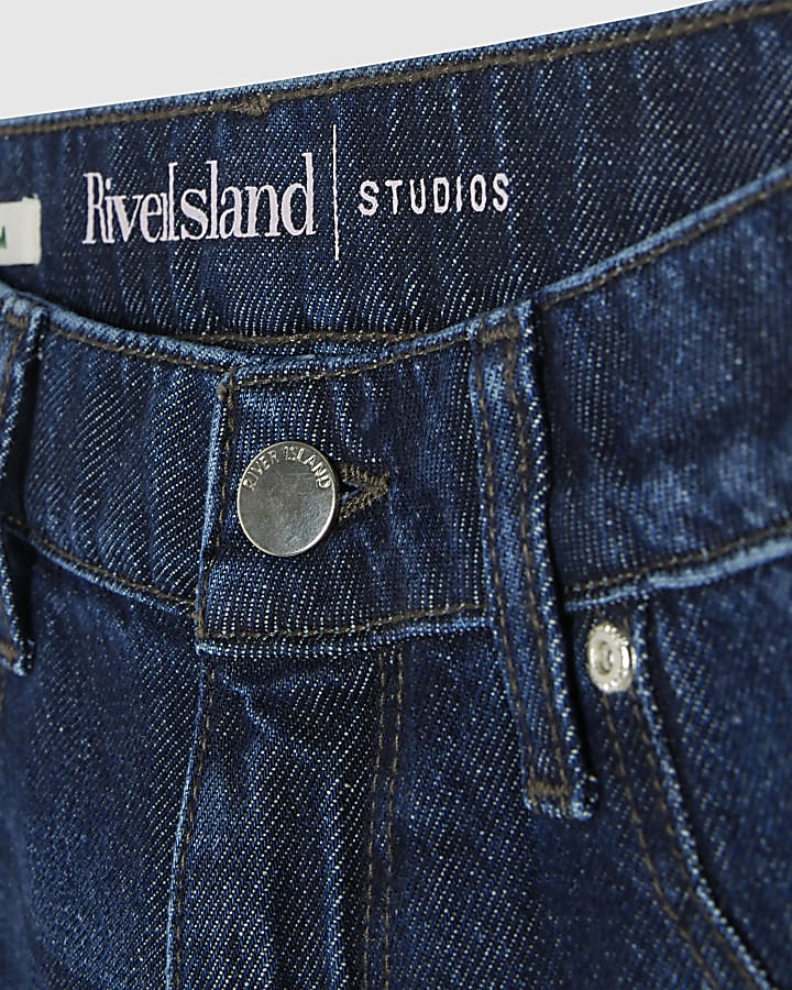 Blue High Waisted Slim Fit Jeans