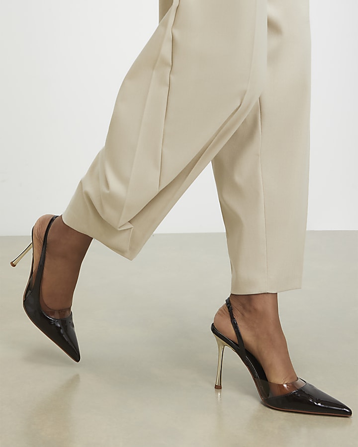 Brown Wide Fit Perspex Slingback Court Heels