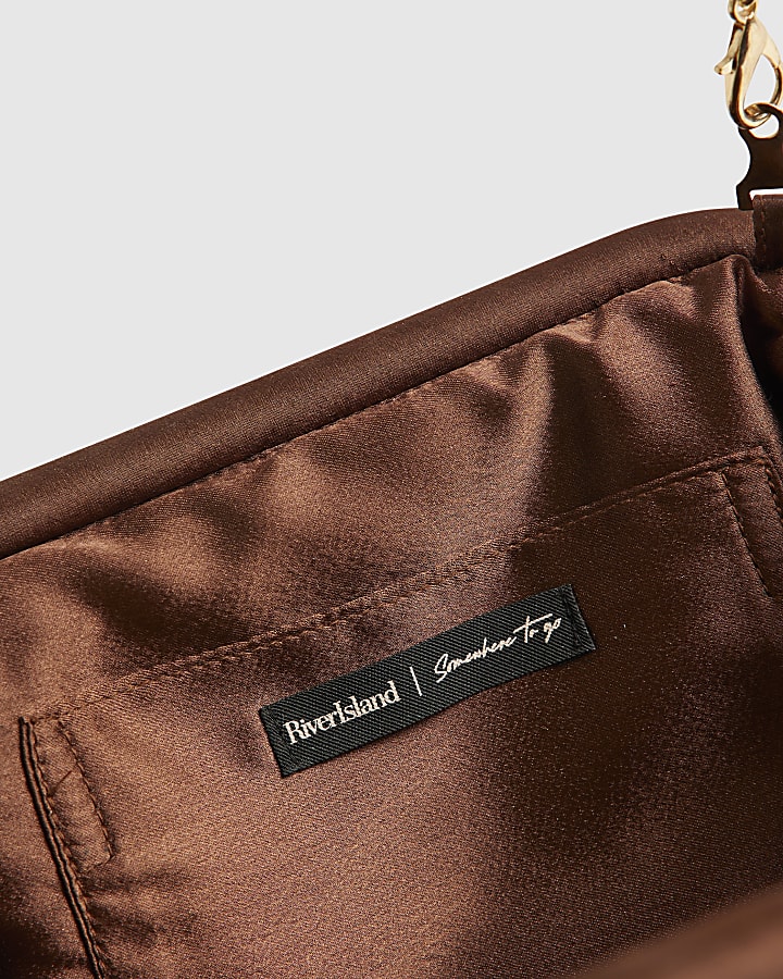 Brown Premium Fringe Shell Clutch Bag