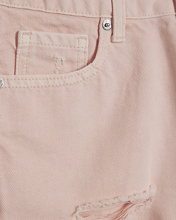 Pink Denim Ripped Hotpant Shorts