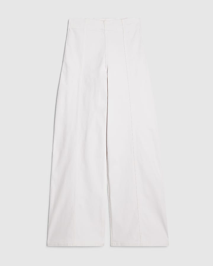 White Pull On Palazzo Jeans