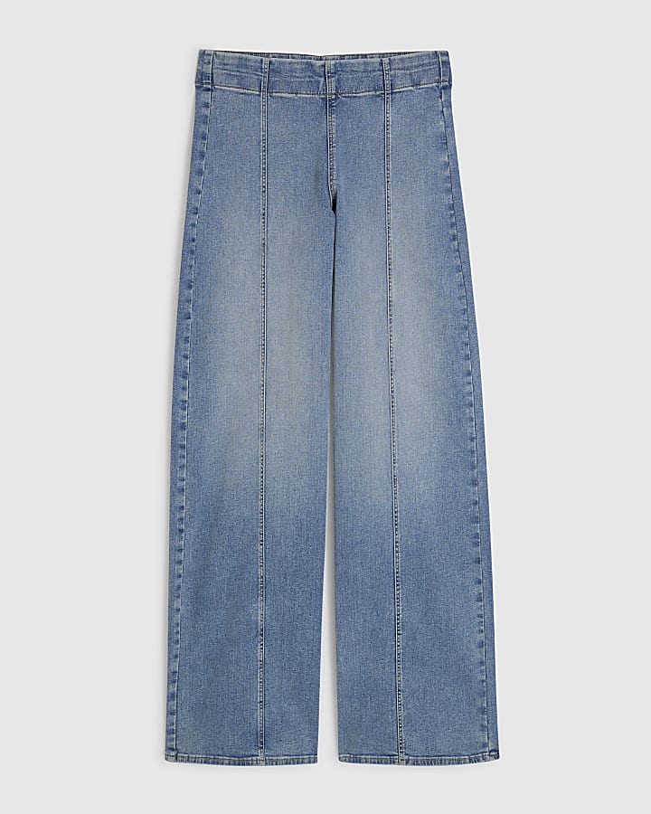 Blue Pull On Palazzo Jeans