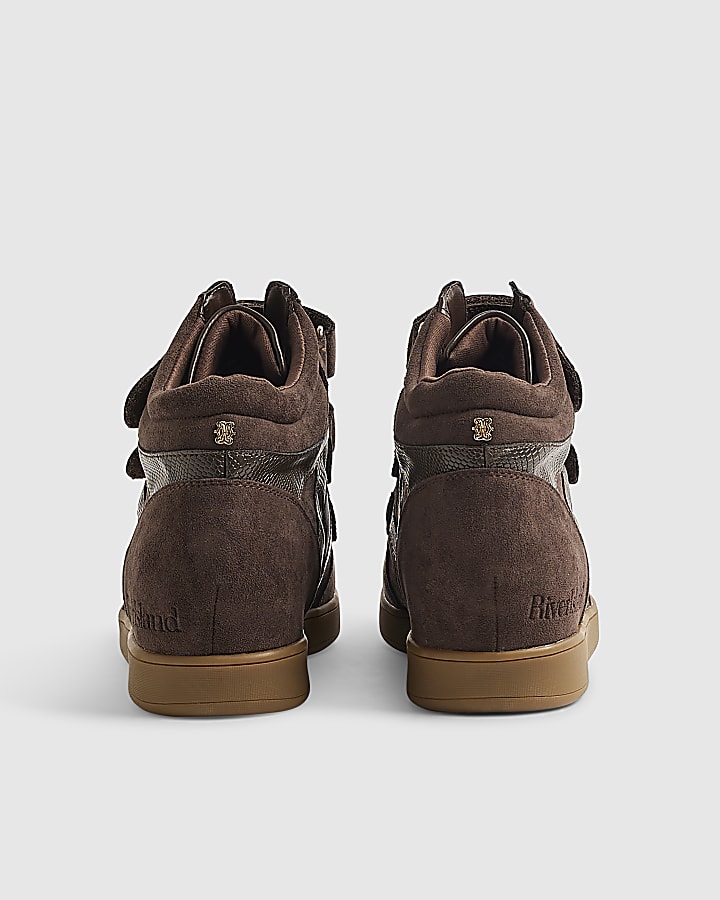 Brown Velcro Hidden Wedge Trainers