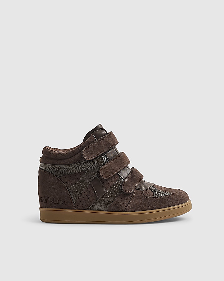 Brown Velcro Hidden Wedge Trainers