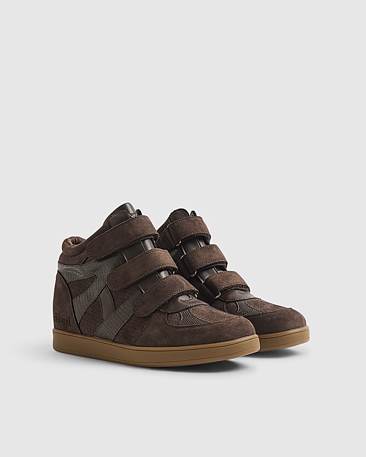 Brown Velcro Hidden Wedge Trainers