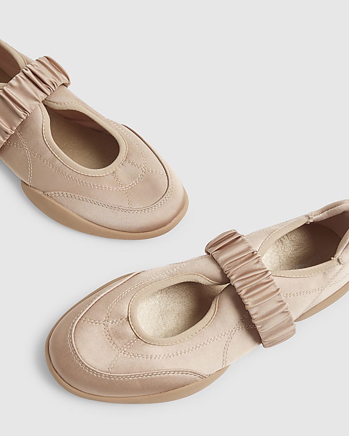 Pink Ruched Strap Sneakerina Pumps