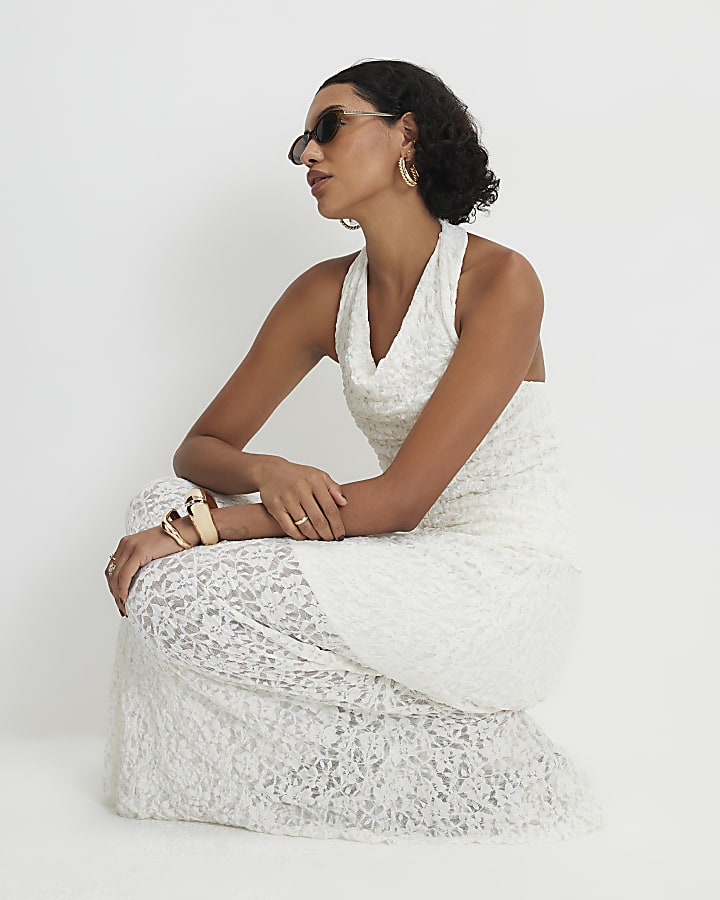 Cream Lace Maxi Skirt