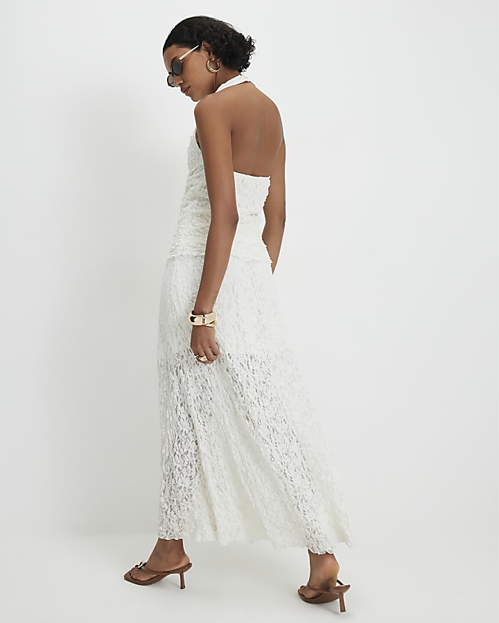 Cream Lace Maxi Skirt