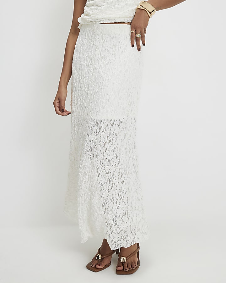Cream Lace Maxi Skirt