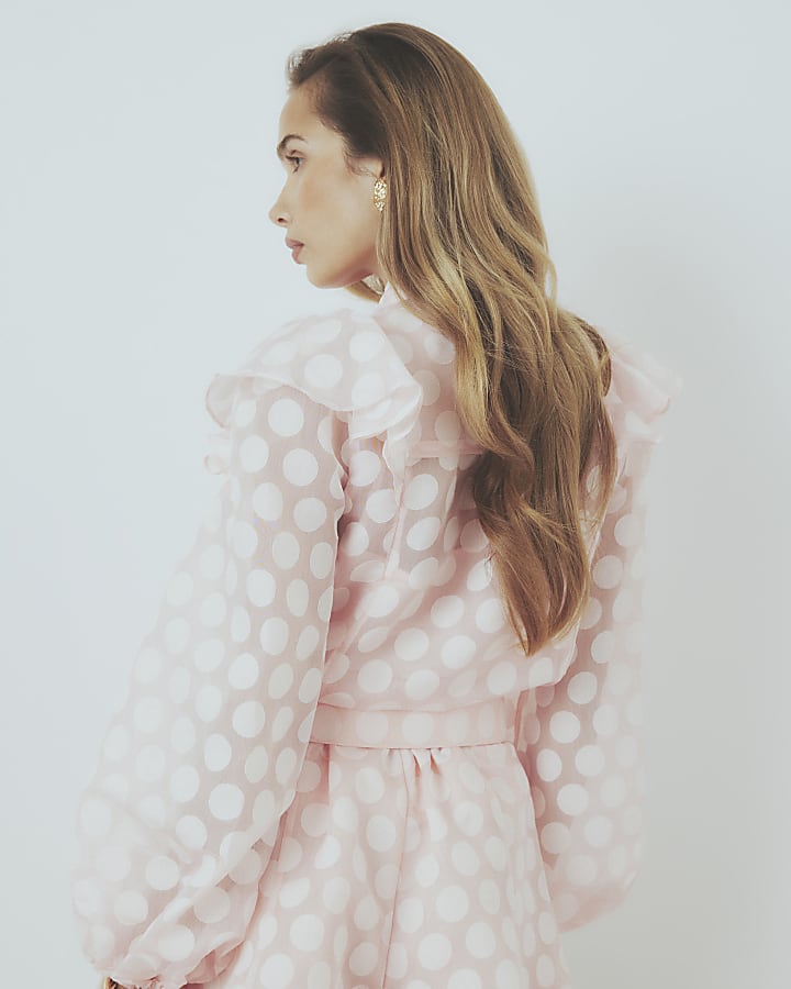 Pink Pussybow Polka Dot Blouse