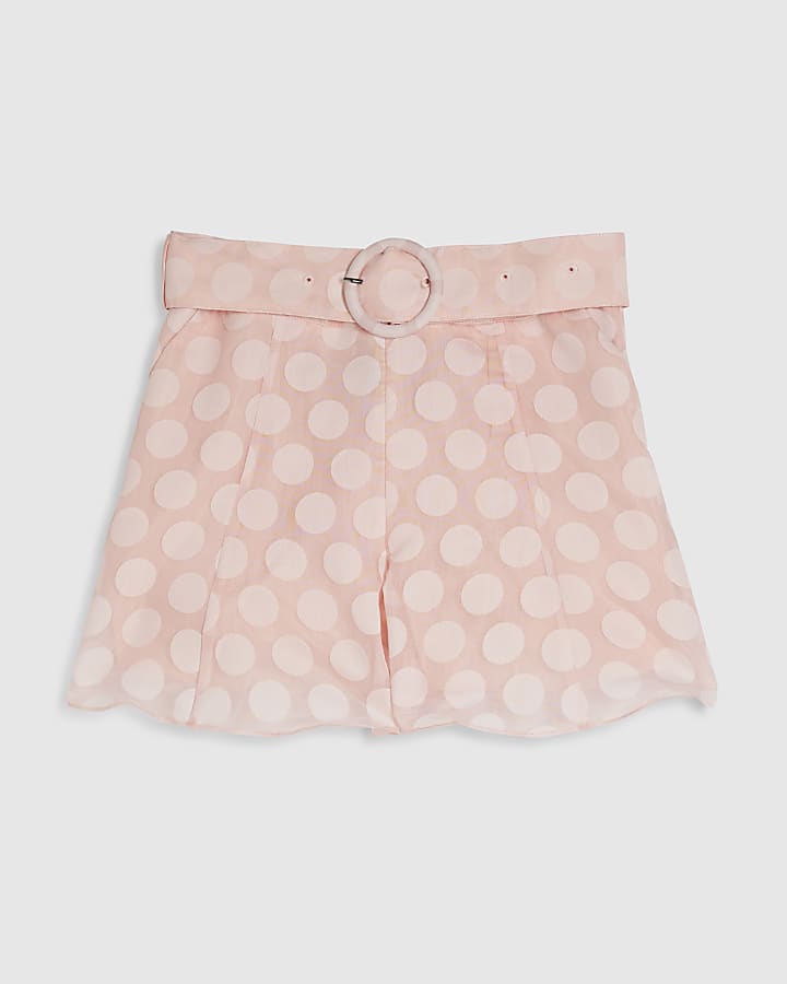 Pink Belted Polka Dot Shorts