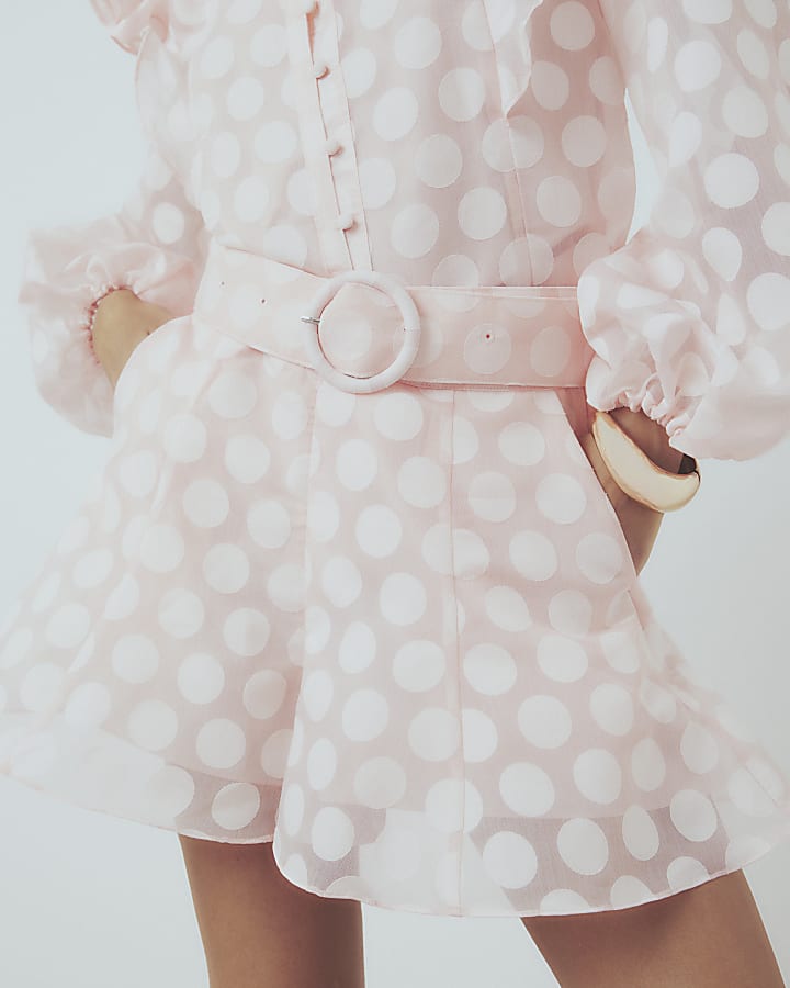 Pink Belted Polka Dot Shorts