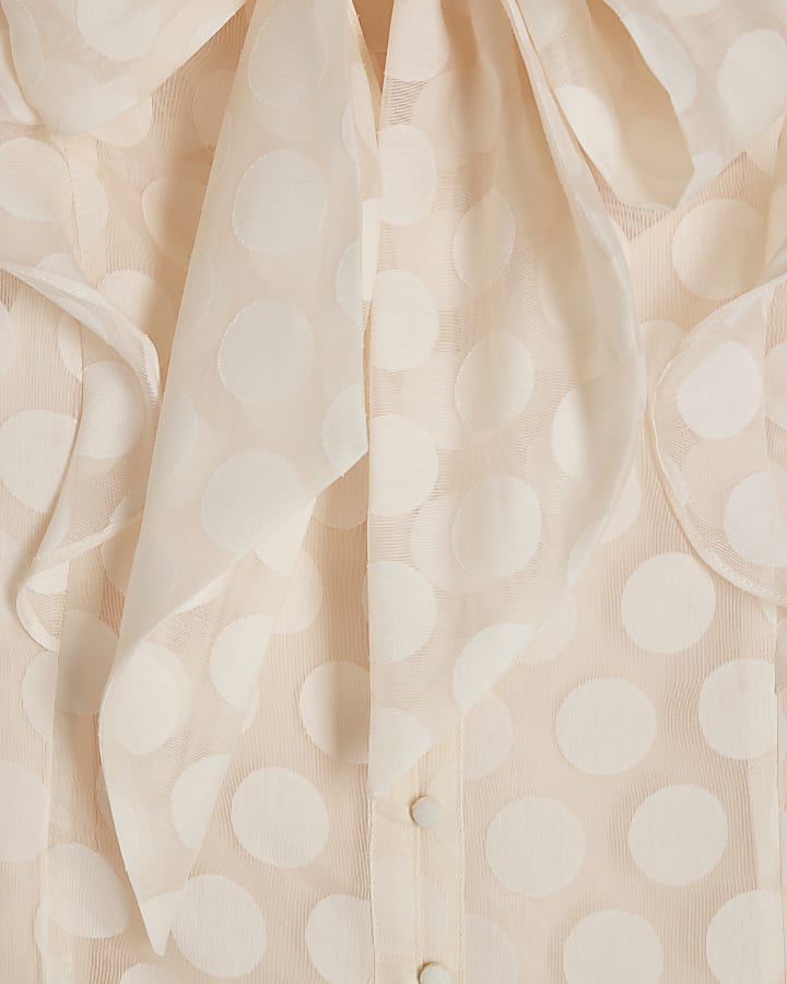 Cream Pussybow Polka Dot Blouse