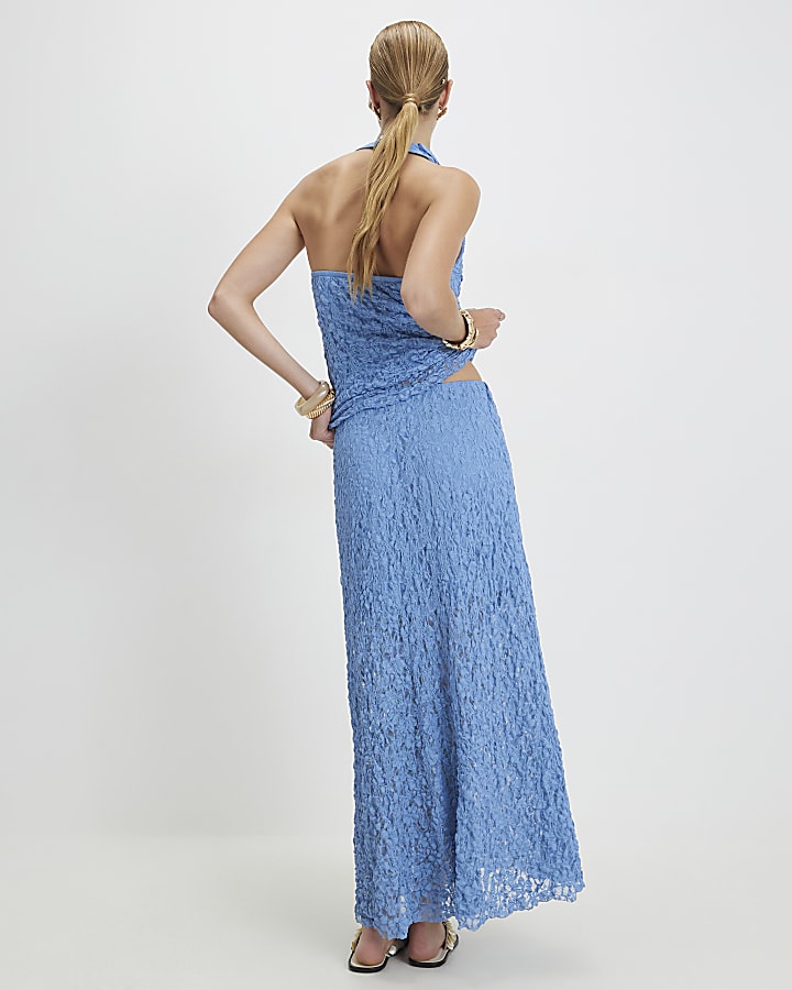 Blue Lace Maxi Skirt