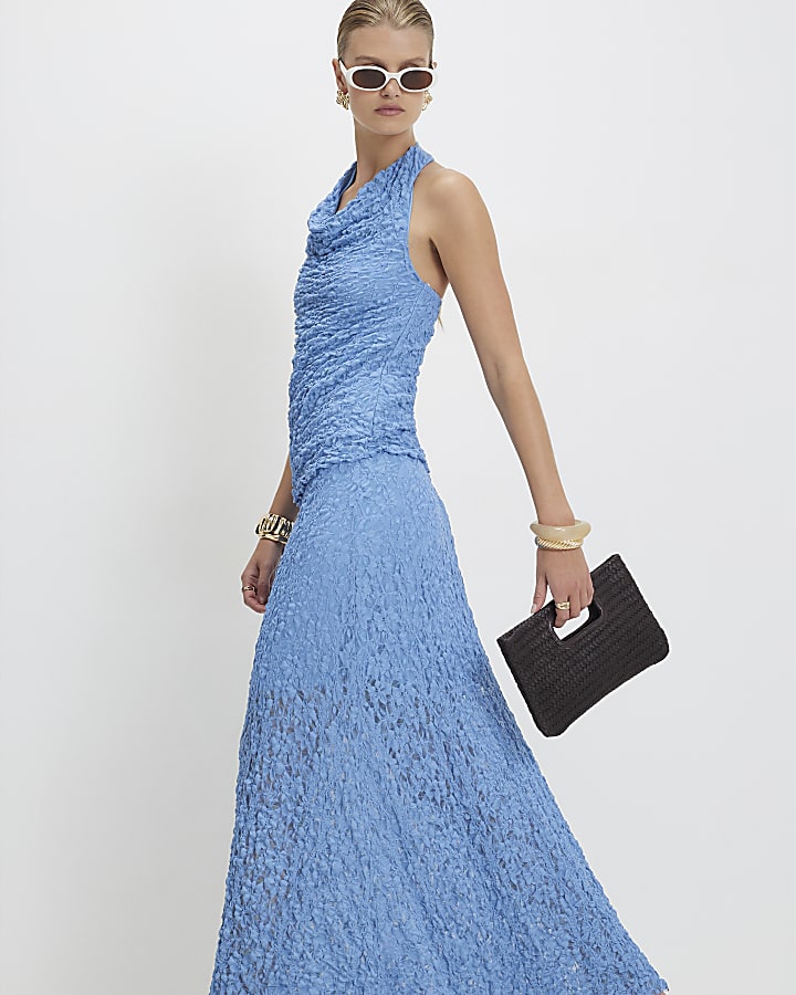 Blue Lace Maxi Skirt