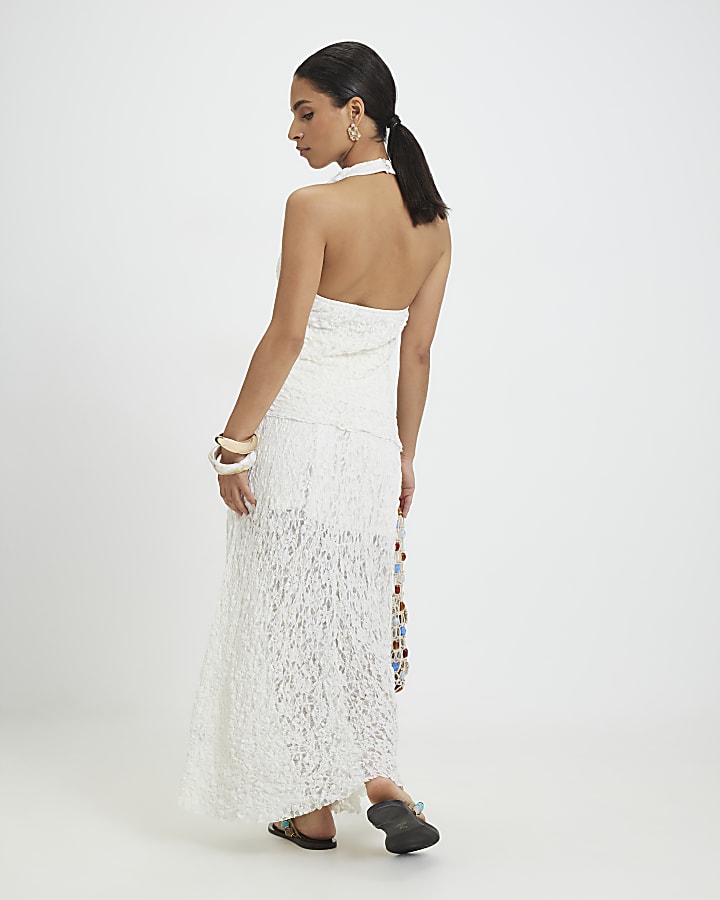 Petite Cream Lace Maxi Skirt