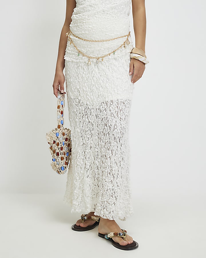 Petite Cream Lace Maxi Skirt
