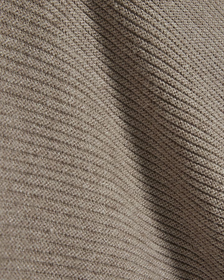 Beige Cotton V Neck Jumper