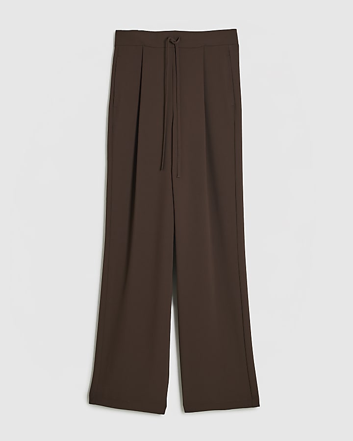 Brown Smart Slim Fit Twill Joggers