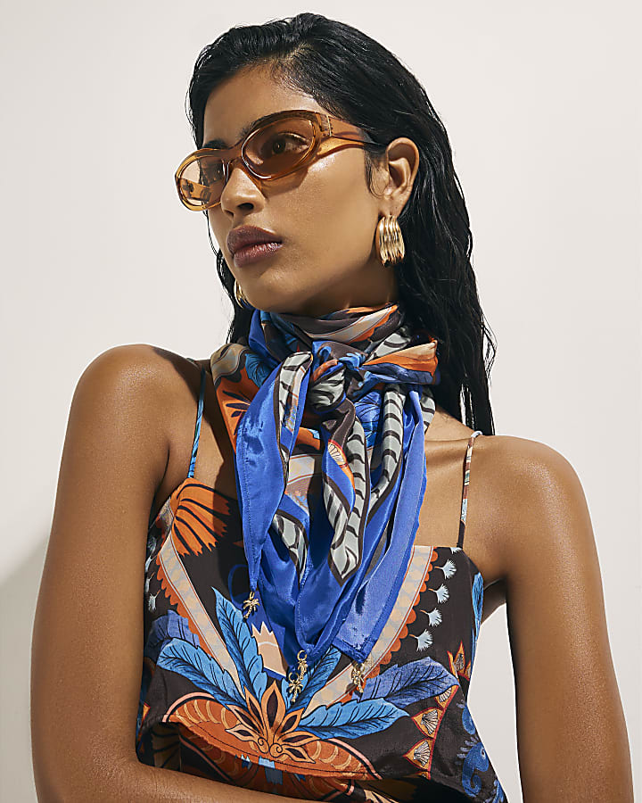 Brown Palm Print Scarf