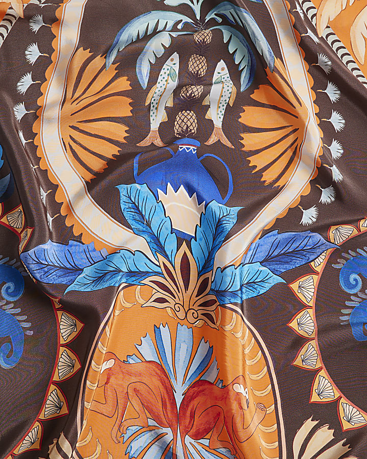 Brown Palm Print Scarf