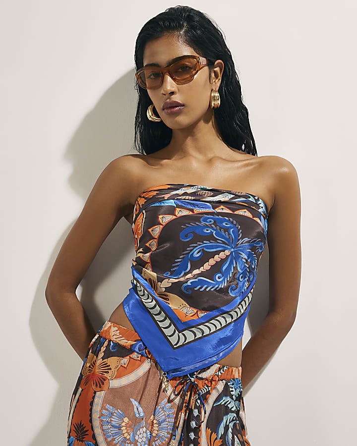 Brown Palm Print Scarf