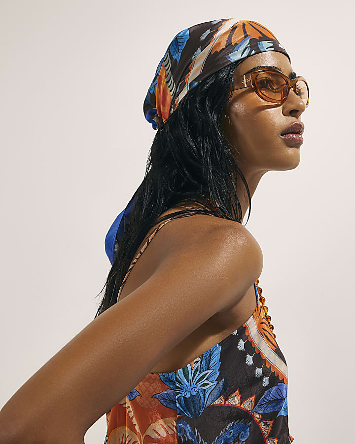 Brown Palm Print Scarf