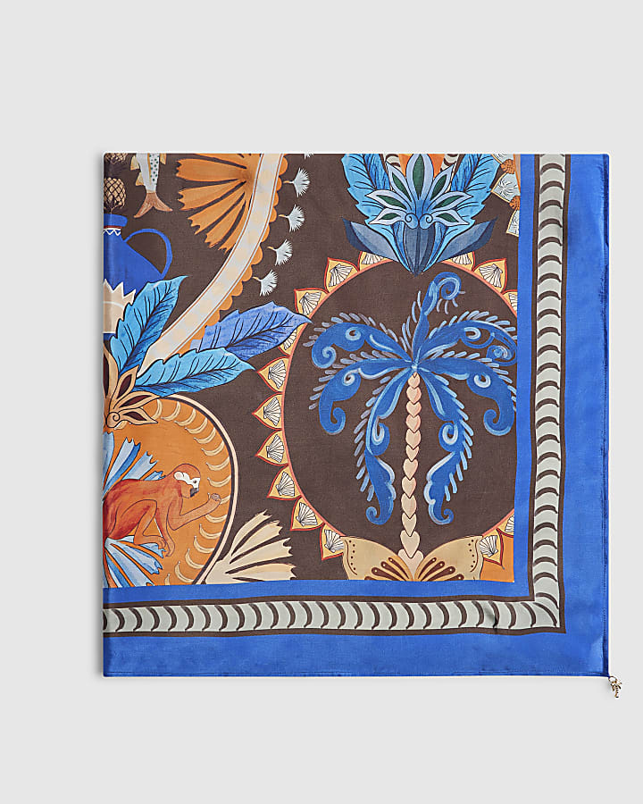 Brown Palm Print Scarf