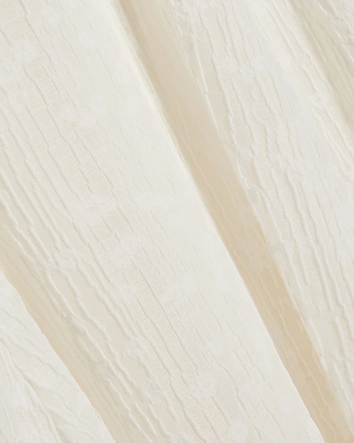 Cream Textured Halter Neck Midi Dress