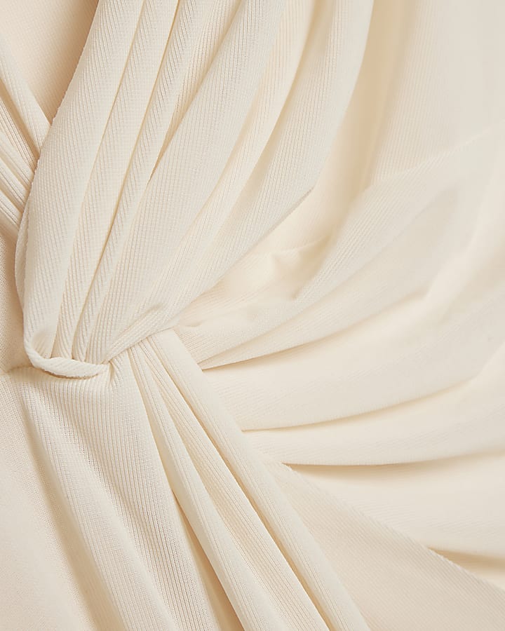 Cream Sheer Drape Maxi Dress