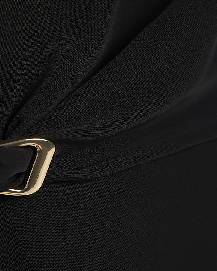 Black Crepe Snaffle Detail Mini Dress