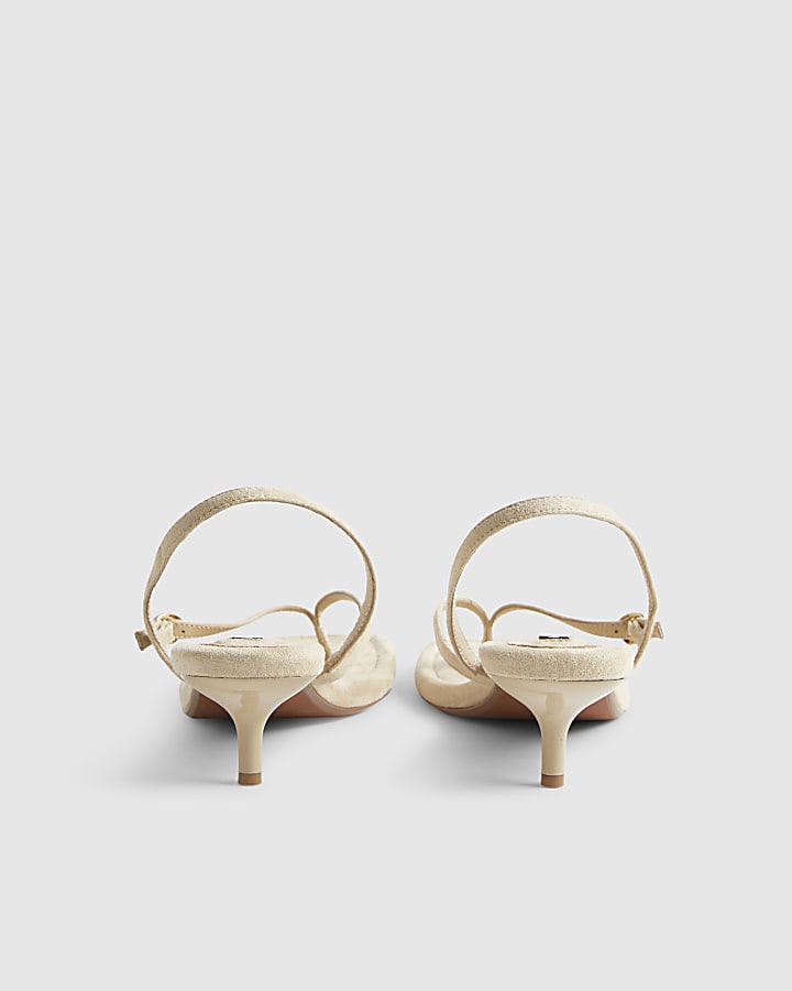 Beige Wide Fit Toe Thong Low Heel Sandal