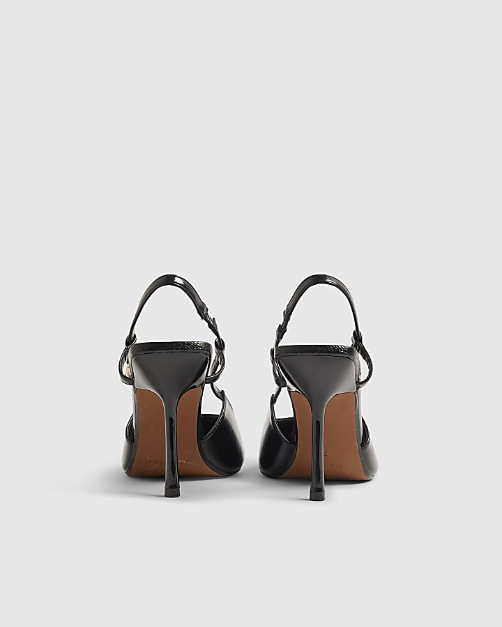 Black Wide Fit Slingback Court Heels