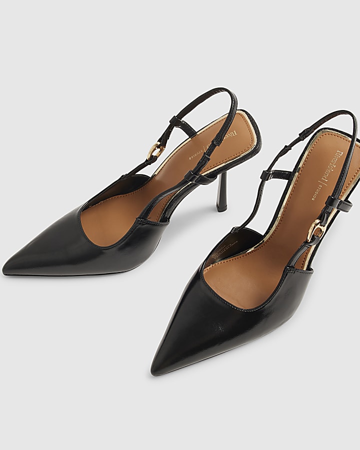 Black Wide Fit Slingback Court Heels