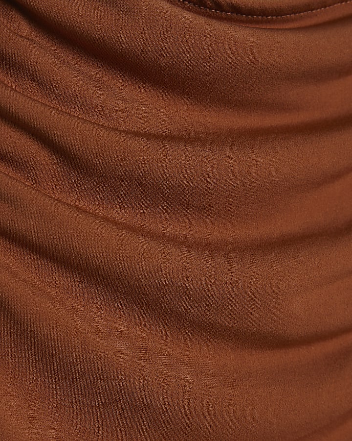 Brown Beaded Strap Cami Top
