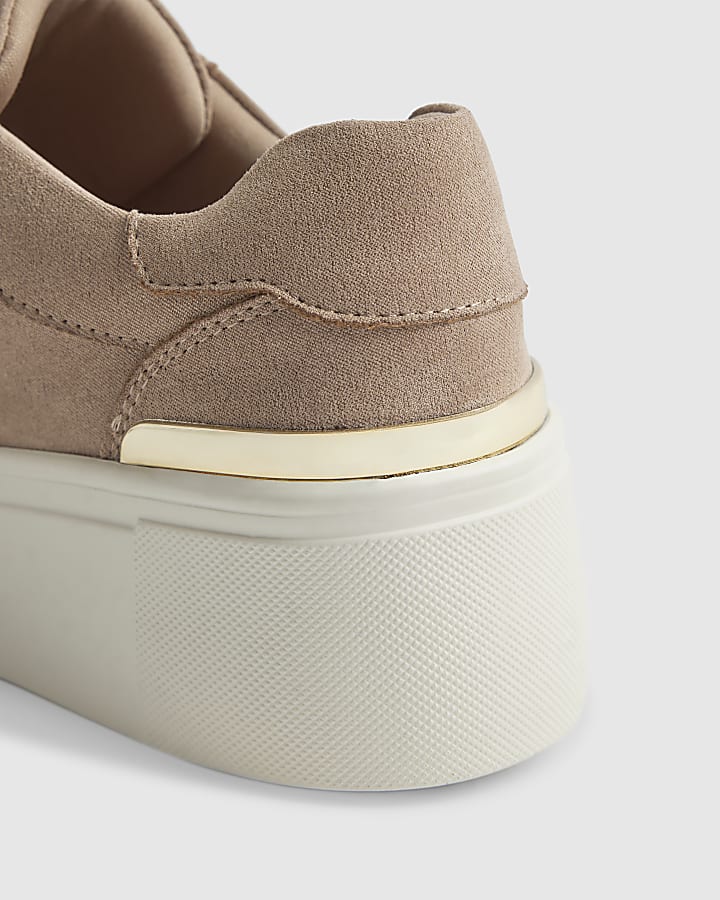 Beige Lace Up Trainers