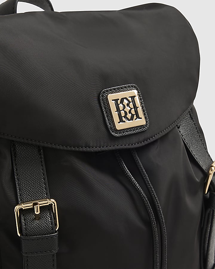 Black Soft Pocket Buckle Backpack