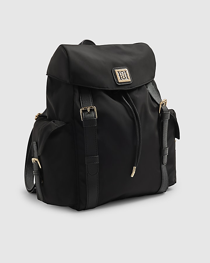Black Soft Pocket Buckle Backpack