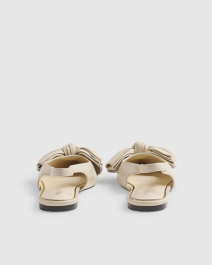 Cream Wide Fit Bow Point Slingback Shoes