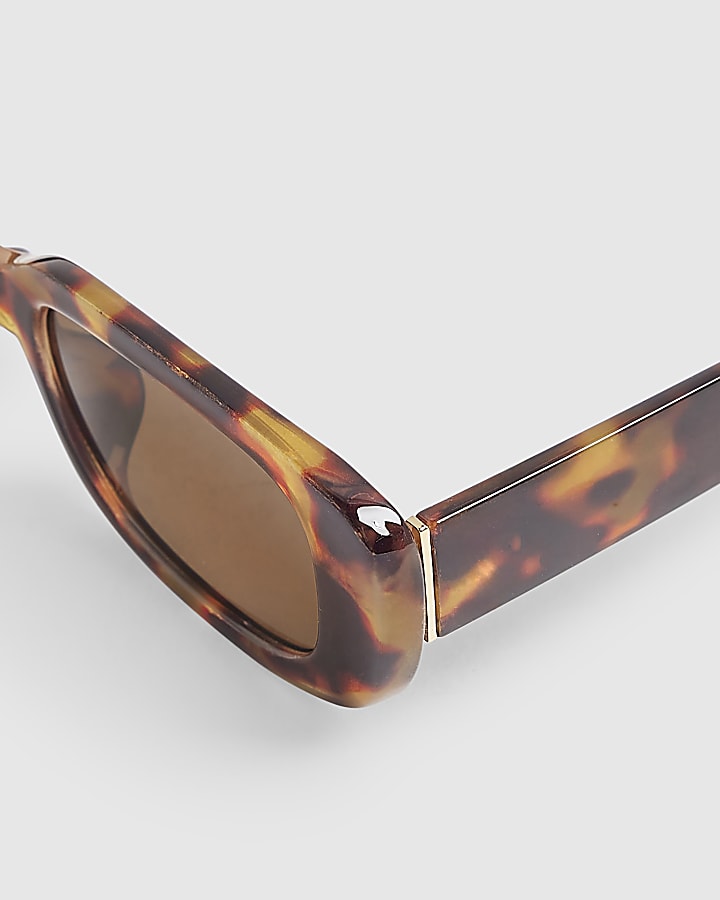 Tortoise Rectangle Slim Sunglasses