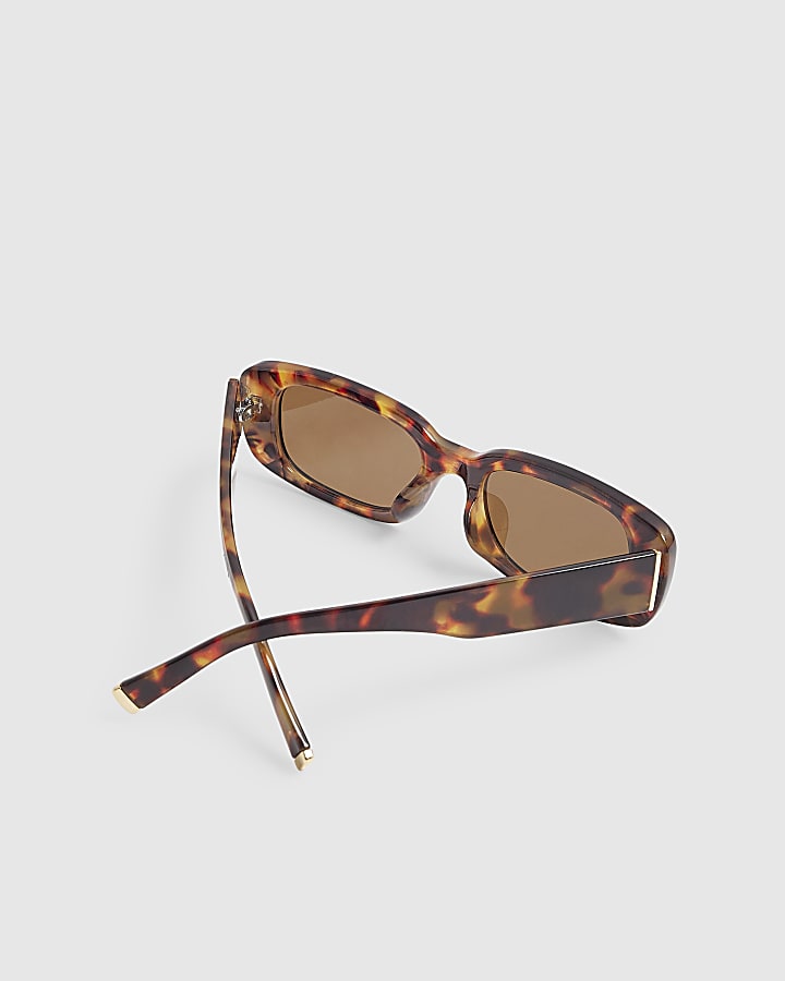 Tortoise Rectangle Slim Sunglasses