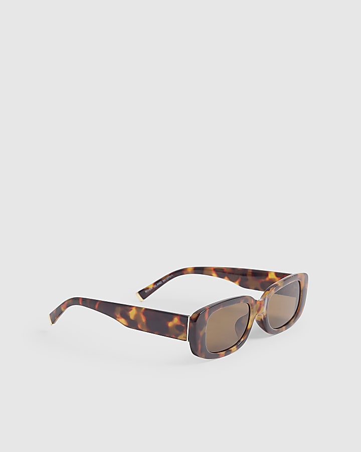 Tortoise Rectangle Slim Sunglasses