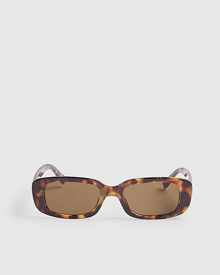 Tortoise Rectangle Slim Sunglasses