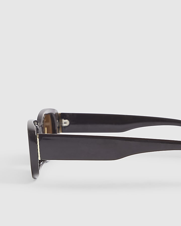 Brown Slim Rectangle Sunglasses