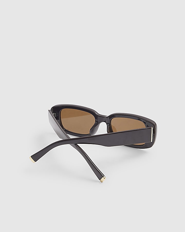 Brown Slim Rectangle Sunglasses