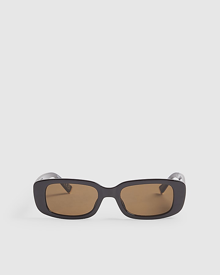 Brown Slim Rectangle Sunglasses